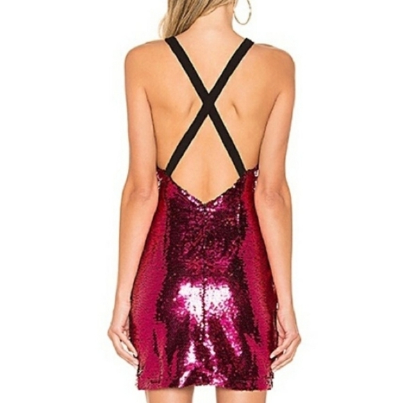 Nwt‎ About Us Travie Sequin Mini Dress Hot Pink XXS - Picture 2 of 8